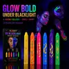 Uau, bastão de tinta facial marca-texto UV que brilha no escuro, giz de pintura corporal giratório e lavável para maquiagem facial de festa de festival