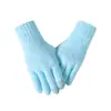 Guantes de cuadros de color sólido transfronterizos para hombres y mujeres, cálidos de invierno, forrados de felpa, tejido grueso tipo lana, pantalla táctil, guantes de alta gama
