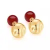 Collar de Cuentas de Ágata Roja Simple con Bola Dorada, Temperamento de Alta Gama, Moda Versátil, Diseño Nicho, Cadena para Clavícula, Pulsera