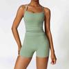 Roupa de Yoga Justa Estilo Europeu e Americano Transfronteiriço Feminina de Secagem Rápida Roupa de Fitness Roupa Esportiva para Corrida ao Ar Livre Colete Shorts
