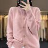 Cardigan de Punto Casual Versátil Color Sólido Cuello Redondo Nuevo Primavera Otoño Clase Nanyou Shenzhen para Mujer