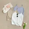 Camisola Estilo Coreano Doce Floral com Alça Fina Verão Praia Novo Estilo Versátil Redutor de Idade Top Base Feminino