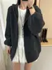 Cardigan de Punto con Capucha Holgado y Suave Estilo Coreano para Mujer Otoño Invierno Nuevo Versátil Suave Top de Punto
