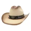 Sombrero de Jazz de Comercio Exterior Estilo Étnico Verano Hombres y Mujeres Paja Dura Copa Sombrero de Paja Vaquero Protector Solar Sombrero Visera Sombrero de Pescador