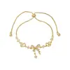Joyería de Lujo Ligero con Circonita Incrustada Bañada en Oro Real para Mujer Sensación de Alta Gama Pulsera de Tipo Ajustable con Nudo de Lazo Pulsera de Muñeca Venta al por Mayor