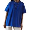 Amazon desea comercio exterior transfronterizo Europa y Estados Unidos 2024 verano nuevo talla grande holgada color sólido cuello redondo manga corta camiseta mujer