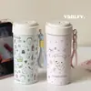 Bonita, Linda, Portátil, Termo para Doble Bebida, Taza con Popote de Dibujos Animados Nuevo Estilo Rilakkuma para Niñas y Estudiantes