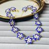 Colar Flor Azul Nicho Elegante Elegante Retrô Europeu e Americano Mulheres Alto Senso Esmalte Óleo Gotejado Pulseira Novo Atacado