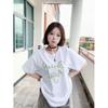 Camiseta de Manga Corta con Estampado Oscuro Estilo Letras Absorbente de Sudor Tops Camiseta de Manga Corta de Algodón Puro Ropa de Verano para Mujer Unisex Moderna