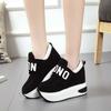 Zapatos mecedora de plataforma de tacón alto estilo celebridad, calcomanías mágicas, zapatos de caña alta, altura oculta, tenis casuales para mujer