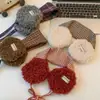 Orejeras de punto estilo coreano retro para mujer, nuevo modelo otoño e invierno 2026, protección para los oídos a prueba de frío, orejeras cálidas con cordones