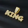 Colgante de Aleación con Letra 'King' Completo de Diamantes con Cierre Grande de Venta Caliente Transfronteriza, Compatible con Cadena Cubana, Joyería de Estilo Europeo y Americano para Collares Gruesos Fábrica