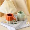 Série de Canecas em Porcelana de Osso Estilo Europeu em Vários Estilos com Design de Abóbora Bicolor, Adequado para Escritório e Casa, Estilo Nórdico
