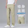 Nueva colección de otoño de Hong Kong: Pantalones casuales caqui de alta gama para hombre, nuevo estilo 2026, corte holgado, pierna recta y pantalones largos elásticos