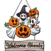 Artesanato em Madeira Placas de Porta de Halloween Decoração de Casa Presentes Pendurados Layout de Fundo de Casa Decoração de Atmosfera