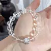 Pulsera de cristal blanco natural de alta gama coreana, diamante tipo cubo de azúcar de zirconia de lujo ligero, joyería de alta gama para mujer al por mayor