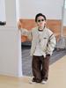 Chaqueta de Otoño para Niños Estilo Coreano Chaqueta Cardigan Fresca para Niños Mayores Bloques de Color Falso Dos Piezas Chaqueta de Béisbol Infantil