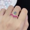Celebridade online ao vivo venda quente novo artificial turmalina gota forma diamante completo elegante chapeamento 18k rosa ouro anel aberto para mulheres