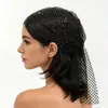 Sombreros Europeos y Americanos para Mujer Malla Cuadrada Diamante Brillante Gorra de Red Elástica para Pescar Tienda Nocturna Brillante Totalmente Diamante Gorra de Cabeza con Pedrería Baotou