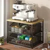 Suporte para Máquina de Café de Bancada Cantoneira de Parede Porta-Copos de Café Suporte de Copos para Mesa de Trabalho Prateleira de Armazenamento Tipo Gaveta