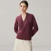 Nueva colección de otoño e invierno: Suéter de cachemir para mujer, tejido, de color liso, acanalado y engrosado, de doble hilo, siete agujas, con cuello cruzado, perfecto como capa base