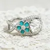 Anillo Floral Verde Fresco Transfronterizo Yanbai con Diseño de Gota de Aceite, Estilo Delicado y Fresco, Anillo Único Exquisito para Boda de Mujer