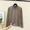 Camiseta Térmica Feminina de Manga Longa, Outono/Inverno, Estilosa, Versátil, Slim Fit, Tamanho Grande, Lã Fina, Engrossada, Gola Alta Meia, Camada Base