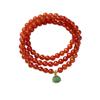 Pulsera de Ágata Roja Natural Jiuhua Blessing de 6 mm para Mujer, Vaina de Loto de Buena Suerte, Pulsera de Tres Círculos de Estilo Chino Nuevo de Gama Alta al por Mayor