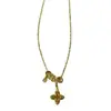 Collar de Flor de Cuatro Hojas Hueca para Mujer, Cadena de Suéter de Otoño e Invierno, Cadena Clavicular de Lujo Ligero de Nicho, Accesorio de Cuello de Moda y Versátil