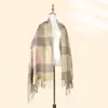 Bufanda Nueva de Imitación Cachemir con Borlas para Hombre, Color Sólido, Engrosada y Alargada para Invierno, Calentador de Cuello Gris, Chal para Mujer, Venta al por Mayor