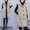 Colete de Lã 2022 outono e inverno estilo moda casaco de comprimento médio plus size irmã gorda com capuz espesso outer moda