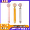 Bastão de Jade de Cristal Rosa Natural Personalizado Disco de Jade Bastão de Beleza Elétrico Massageador Pode Ser Impresso com Logotipo