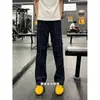 Calça Casual Longa Masculina Retrô Americana de Xadrez com Cordão Elástico Outono 2026 Tendência Solta de Perna Larga Versátil