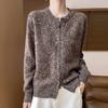 Cardigan de Lana con Cremallera Doble Estampado Floral Europeo 2024 para Mujer, Cuello Redondo, Vintage, Engrosado, Ropa Exterior, Suéter de Punto para Otoño e Invierno