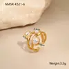 Anillo de Acero Inoxidable con Perla, Diseño Abierto, Estilo Europeo y Americano Otoñal, Nuevo en Ins, Joyería de Mano de Moda