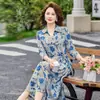 Ropa de Maternidad Vestido de Manga Media Primavera Verano Nuevas Llegadas Mujeres de Mediana Edad Elegante Solapa Longitud Media Elegante Temperamento Falda por Encima de la Rodilla