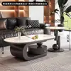 Mesa de centro ovalada de pizarra, Lujo ligero para uso doméstico, Diseño moderno minimalista para apartamentos pequeños, Forma creativa e irregular