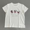 Camiseta de Manga Curta Estampada Desenho de Urso Polar para Mulheres Verão Nova Solta Casual Versátil Gola Redonda Top Camisa Básica