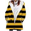 Nuevo abrigo de trench para mujer 2023 estilo europeo y americano venta caliente transfronteriza abrigo con capucha estampado de rayas arcoíris 3D engrosado de invierno