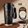 Taza de Café de Acero Inoxidable 304 con Doble Popote para Beber, Termo de Café Portátil, Diseño de Muguete, Taza de Regalo Personalizada