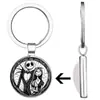 Regalo de Exportación Transfronteriza Halloween Calavera de Amor Jack y Sally Pareja Parche de Vidrio Llavero de Aleación