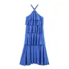 Comércio Exterior Transfronteiriço Roupas Femininas Verão 2026 Novo Estilo Europeu e Americano Moda Vestido Decorativo em Camadas com Decote Halter 5029138