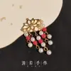 Boda china DIY accesorios hechos a mano abanico feliz de la novia estilo antiguo abanico redondo decoración colgante borla material taza de té