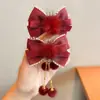 Accesorios para el Cabello de Año Nuevo para Niñas, Pasadores de Año Nuevo, Felicitaciones Festivas de Año Nuevo, Clips Rojos con Borlas de Estilo Antiguo para Niños Bebés