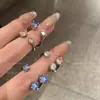 Luz das Estrelas na Ponta dos Dedos~Anel Duplo Explosivo de Diamante para Mulheres, Design de Nicho, Anel Articulado de Luxo Acessível, Anel de Empilhamento de Alta Qualidade