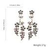 Pendientes de Borla Florales Incrustados de Diamantes con Aguja de Acero, Pendientes de Estilo Palacio Retro Europeo y Americano, Pendientes de Lujo Ligero y de Gama Alta al por Mayor