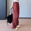 Pantalones Ligeros con Protección Solar de Cintura Alta Elástica, Pantalones Casuales de Pierna Ancha Sueltos con Diseño de Pliegues, Pantalones Rectos Simples para Verano F0729K