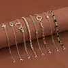 Set de pulseras transfronterizas europeas y americanas, joyería minimalista bohemia, cadena de metal, cadena multicapa para mujer, set de 5 pulseras