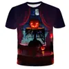 AliExpress comercio exterior Europa y Estados Unidos nuevo Halloween horror fantasma impresión digital 3D camiseta para hombre y mujer manga corta para niños