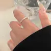 Anillo Nuevo de Plata 925 de Moda para Mujer, Simple y Versátil, Apilable, Anillo Abierto Ajustable, Anillo para Dedo Índice Estilo Ins de Celebridad de Internet